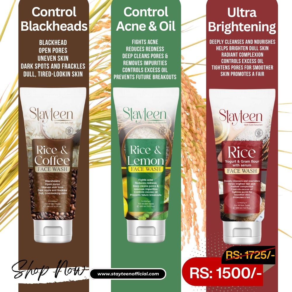 StayTeen Rice Trio  Rice & Coffee | Rice & Lemon | Rice, Yogurt & Gram Flour Face Wash (200ml)